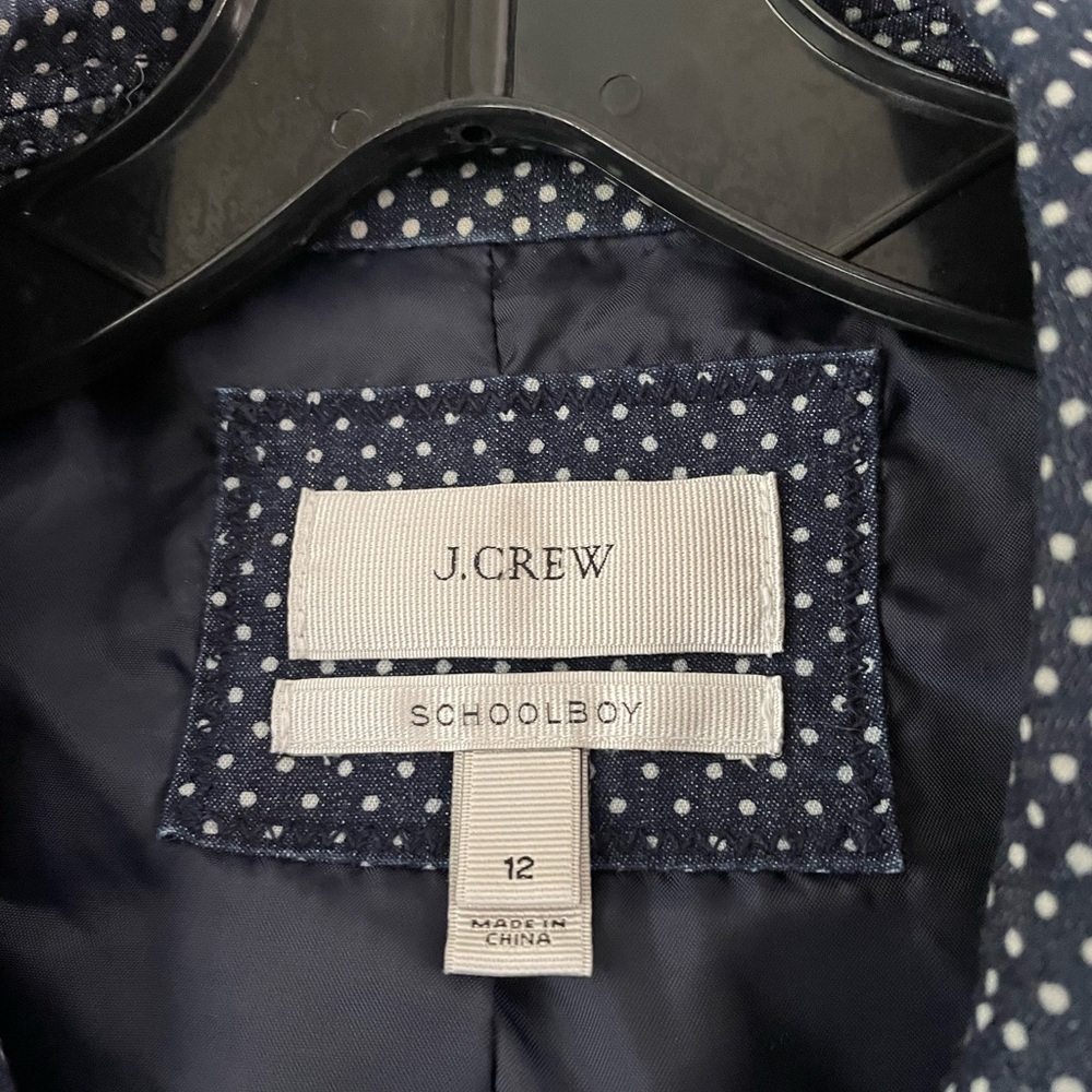 J. Crew School Boy Indigo Polka Dot Blazer Size 12 - Picture 2 of 9